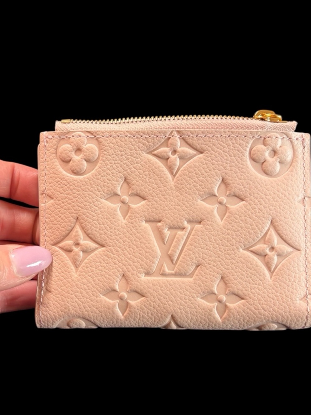 Pink Monogram Embossed Leather Wallet